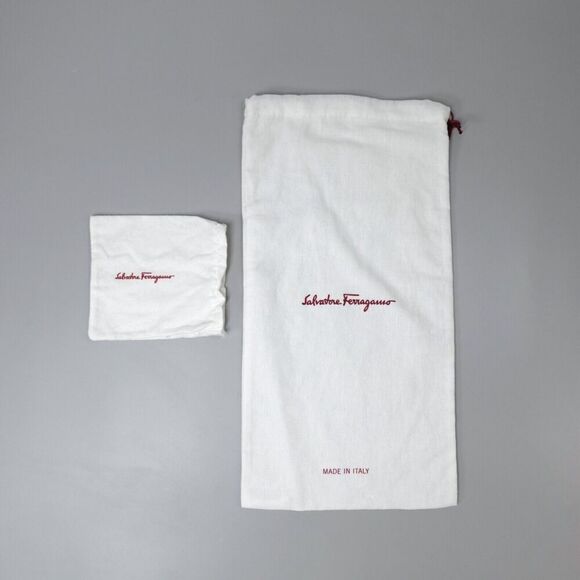 2 Salvatore Ferragamo Dust Bag Size Large and Mini Cream Pouch Italy Bundle - Picture 2 of 8